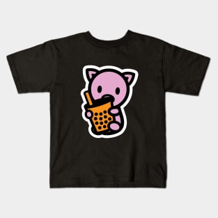 Year Of The Pig Boba Bubble Tea Bambu Asian Food Drink Cute Animal Bambu Brand Kids T-Shirt